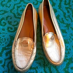 COACH Gold Leather Loafers sz 10